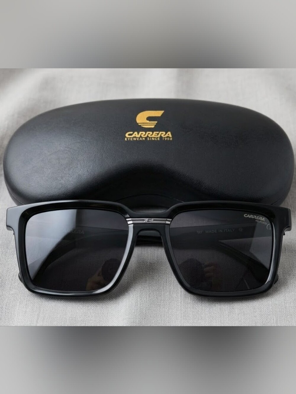 🔥Carrera Square Sunglasses Black Polarized Made in Italy w/ Case UNISEX 🕶️😎